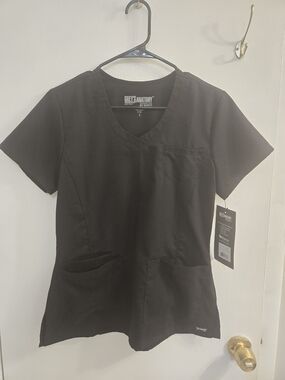 NWT Grey's Anatomy Black V-Neck Scrub Top